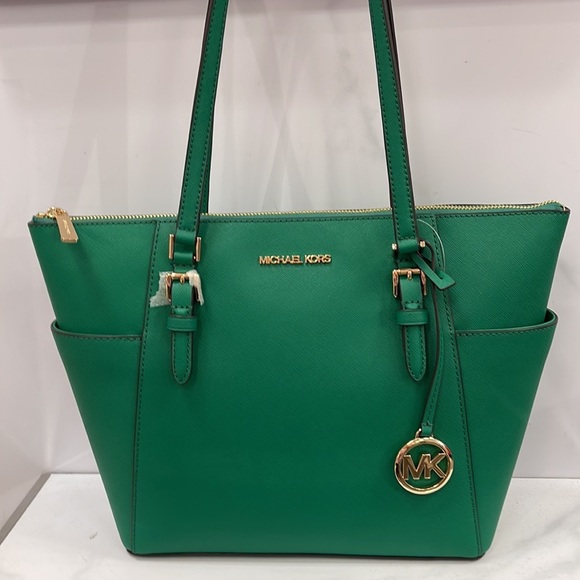 MICHAEL KORS Charlotte Large Leather Top-Zip Tote
Palmetto Green 
NWT - Picture 16 of 16